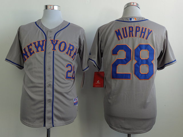 Men New York Mets 28 Murphy Grey MLB Jerseys